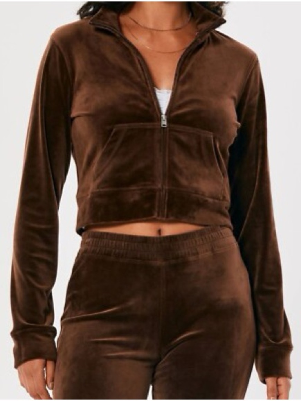 Hollister Velour Zip Set - Brown - XS